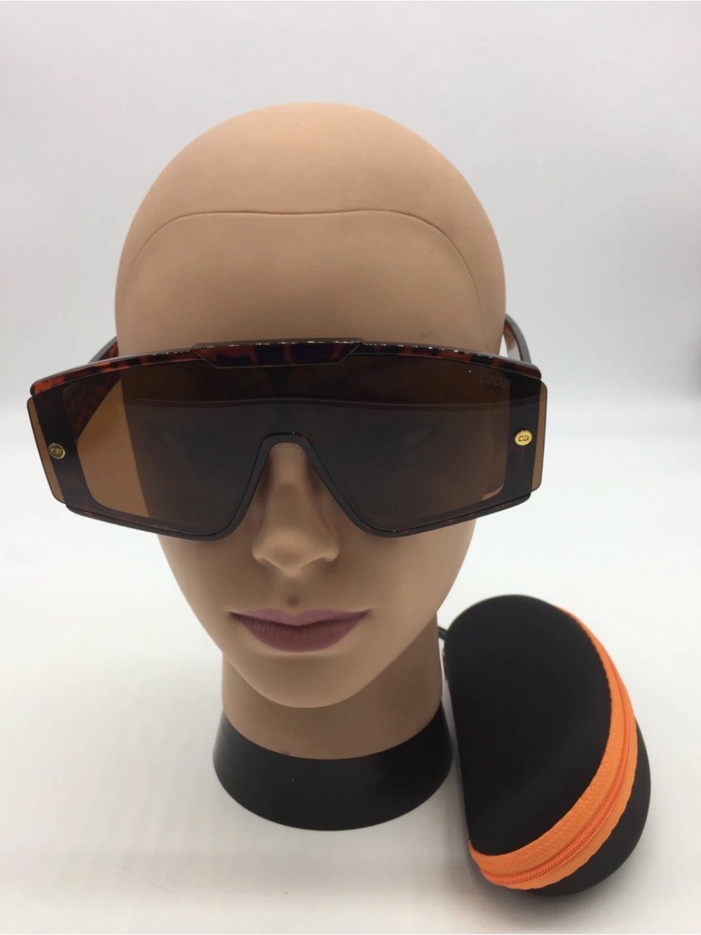 Dior Tortoise Trendy Y2K Designer Shield Aviator Sunglasses 68-145 Brown Lens